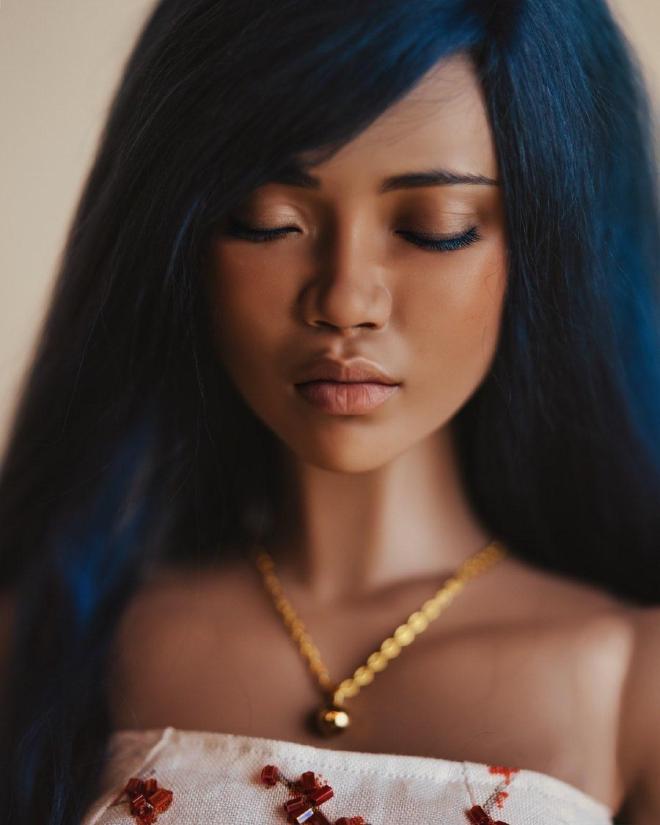 Black female doll ai edited to look human